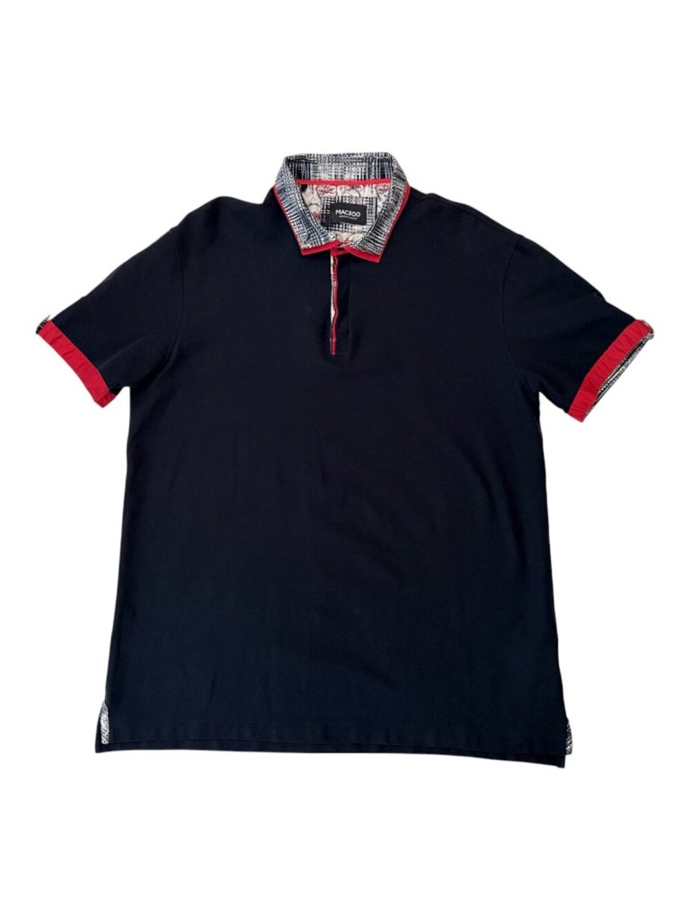 Maceoo Mozart Radio Polo Shirt Men's XL Black Red Gray Trim Short Sleeve